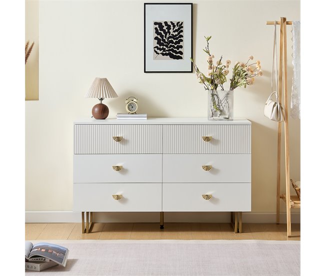 Cómoda doble con 6 cajónes Blanco