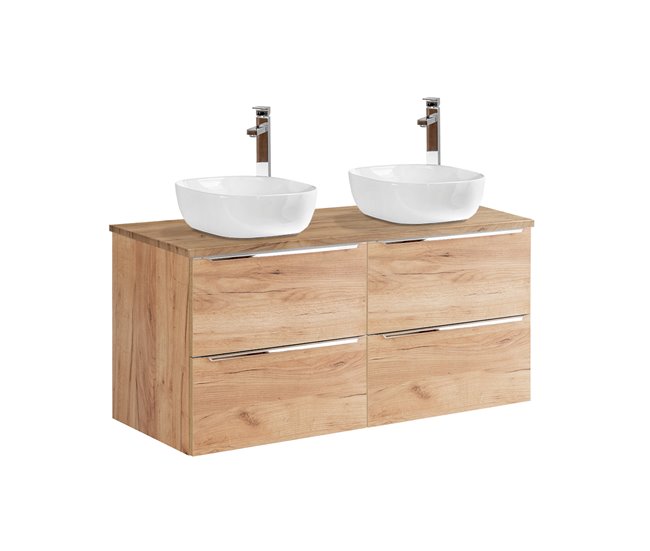 Conjunto mueble lavabo doble y columna April 120 Blanco