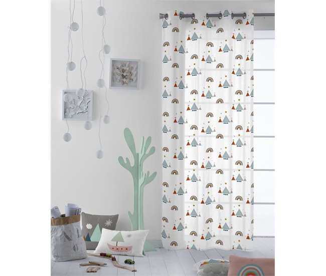 CORTINA CON OJALES SUSANITA AZUL B HACIENDO EL INDIO Multicolor