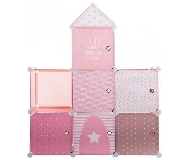 Estantería infantil 7 módulos forma castillo Rosa