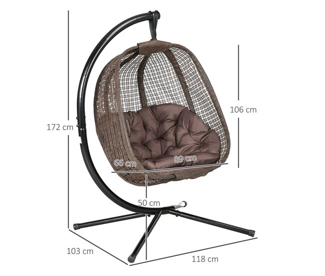 Silla Colgante Acero Marron