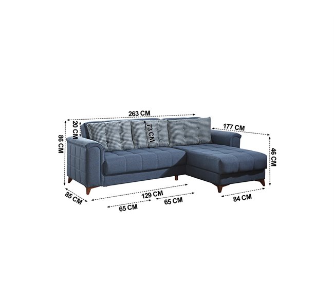 Chaise longue reversible con cama ELZA Azul