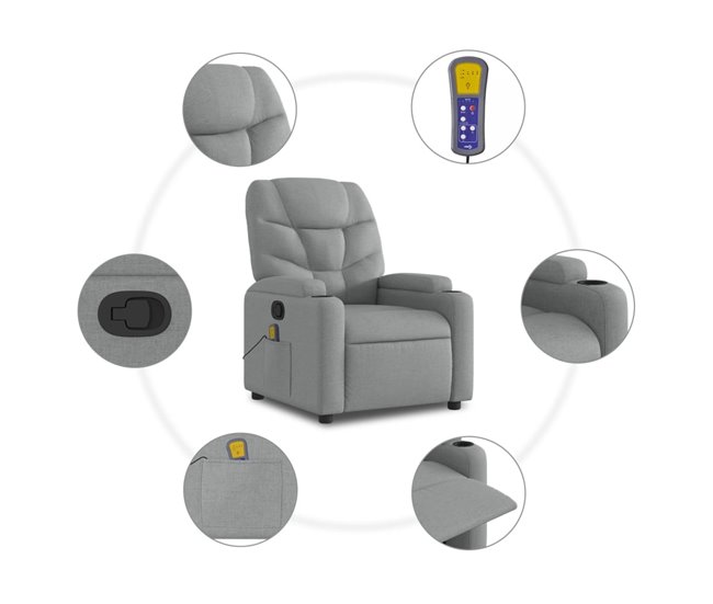 Sillón Reclinable De Masaje Gris Claro
