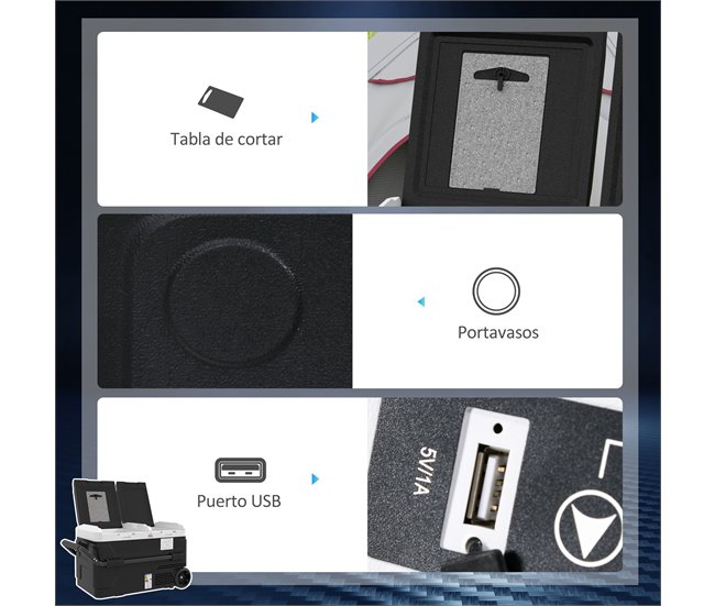 Nevera de Compresor PP, ABS HOMCOM Negro