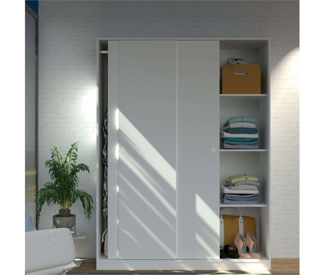 Armario Grande Tibet 3 Puertas Correderas 150 Blanco