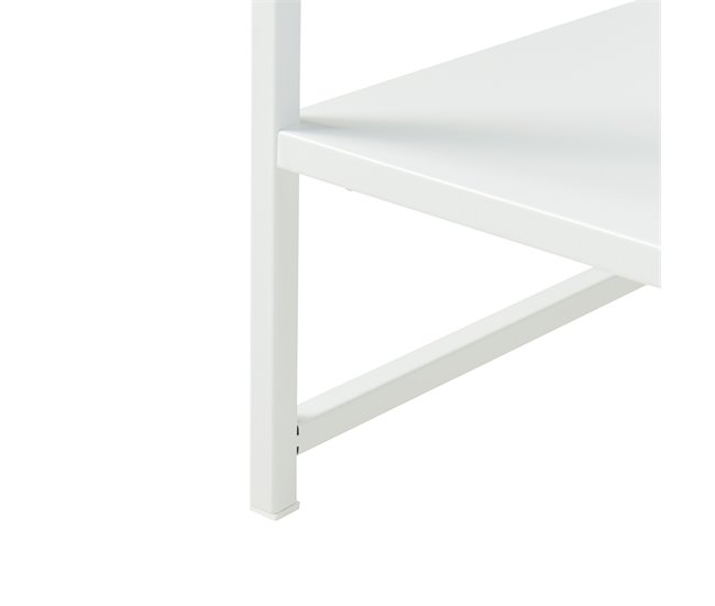 Mesa de centro Ruokolahti con estante acero [en.casa] 43x102 Blanco