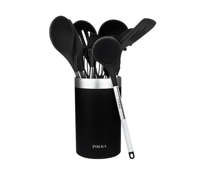 Set de 9 utensilios de cocina Cecotec Polka Negro