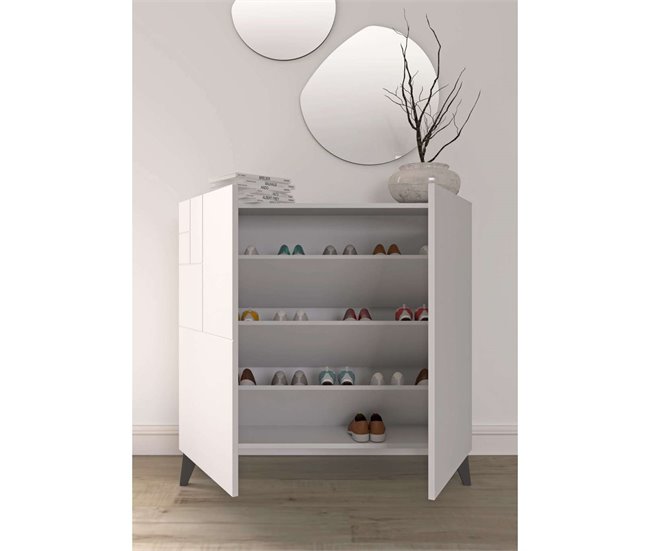 Zapatero recibidor modelo 512 de madera de haya 90 Blanco