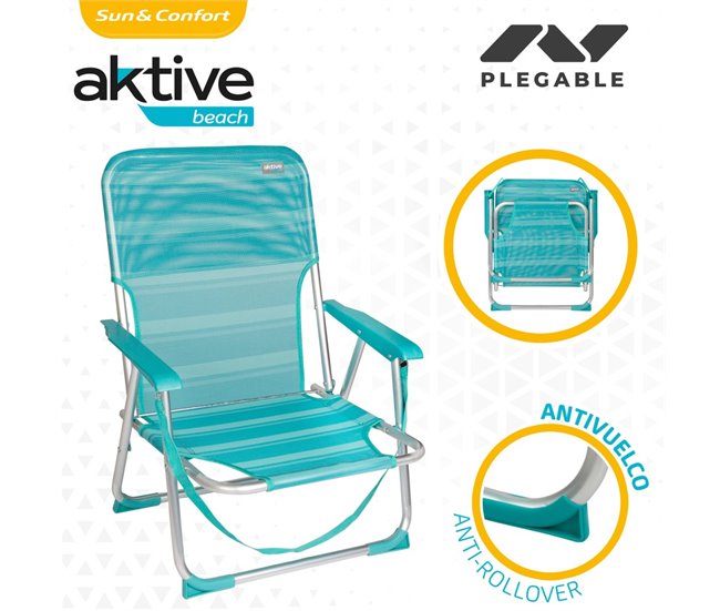 Silla plegable fija aluminio Aktive Beach - mediterráneo Azul