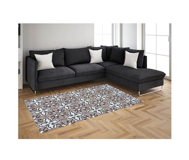 Acomoda Textil – Alfombra Vinílica Hidráulica para Hogar. 80x140 Marron Claro