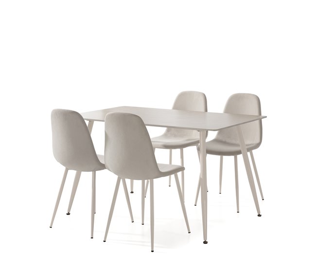 Set de comedor 1 mesa y 4 sillas TRAVIS Beige