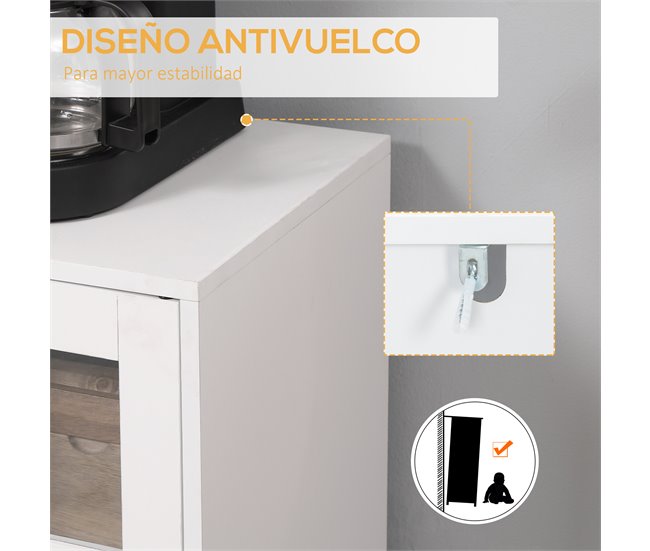Aparador de Cocina Melamina de Madera, Madera de Pino HOMCOM Multicolor