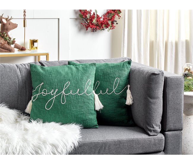 Beliani Cojín decorativo ELETTARIA Verde