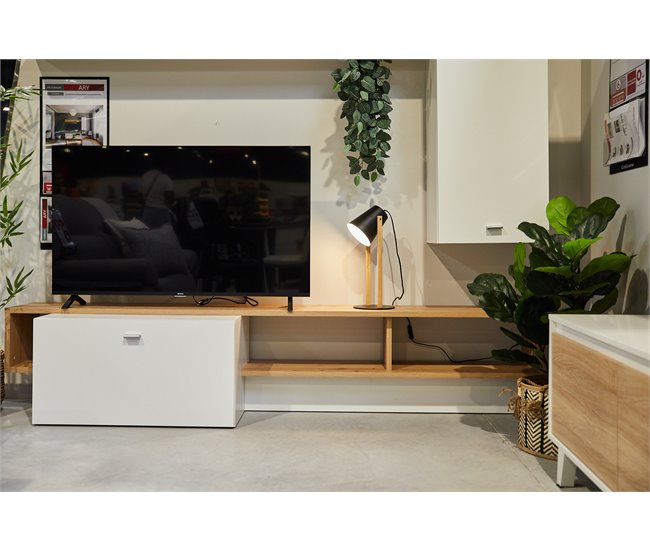 Compacto TV ARY 225cm blanco y roble Blanco/ Madera
