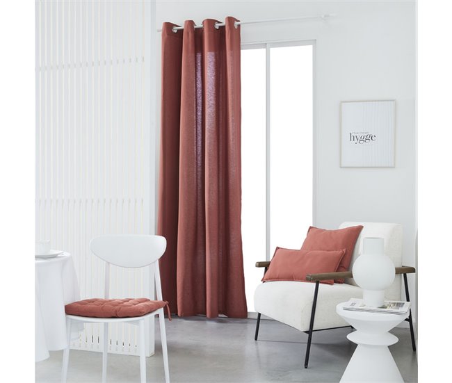 Cortina confeccionada panamá 100% algodón. Rojo