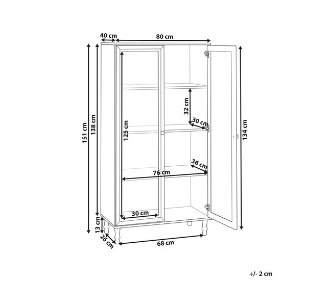 Beliani Vitrina TINGLEDALE 80 Blanco