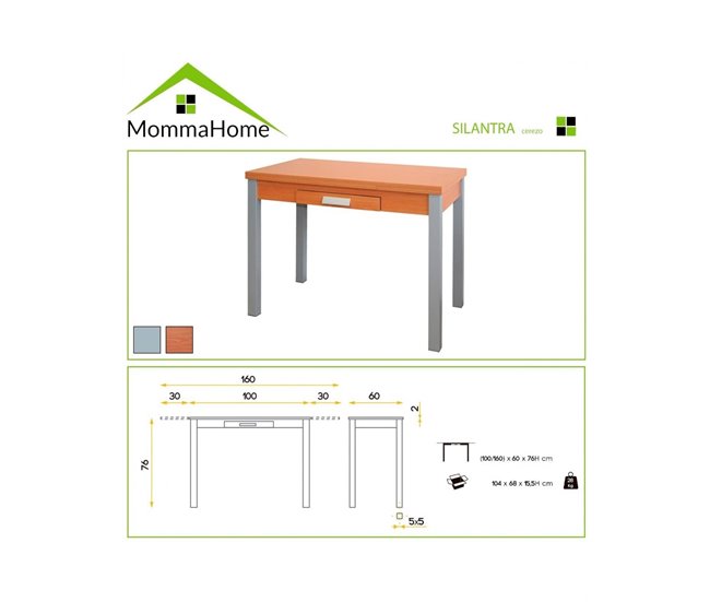 Mesa de Cocina Rectangular Extensible - Modelo SILANTA 60x100 Blanco