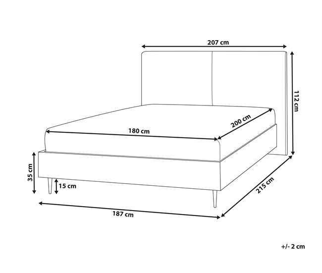 Beliani Cama con somier Poliéster IZERNORE 207x215 Gris Oscuro