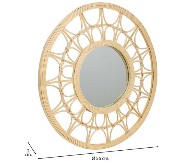 Espejo de ratán y bambú Marron