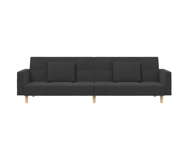 Sofá cama de 2 plazas con dos almohadas tela Gris Oscuro