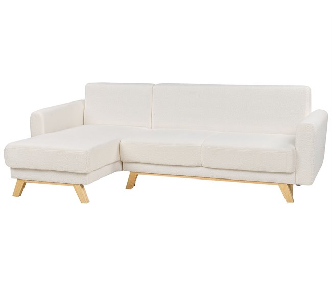 Beliani Sofá esquinero Bouclé SIRO Blanco/ Beige