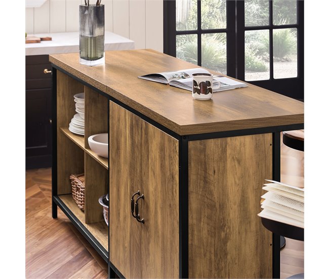 Aparador de Comedor con 2 Puertas 4 Compartimentos KNL01-F SoBuy Marron