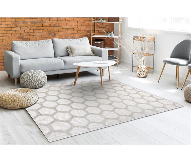 Alfombra SANTO sisal 58391 panal 160x220 Crema