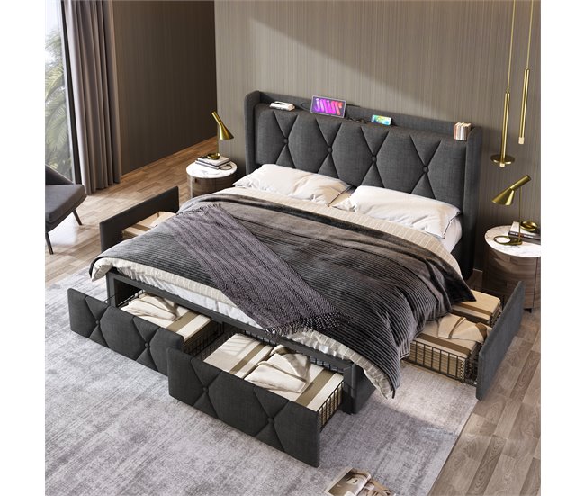 Camas de matrimonio 149x217 Gris