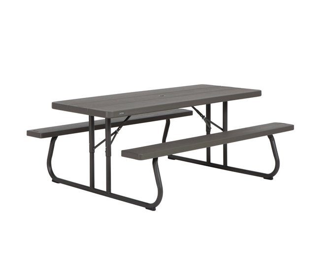 Mesa con bancos plegable ultrarresistente marrón LIFETIME 183x76x74 cm UV100 Gris