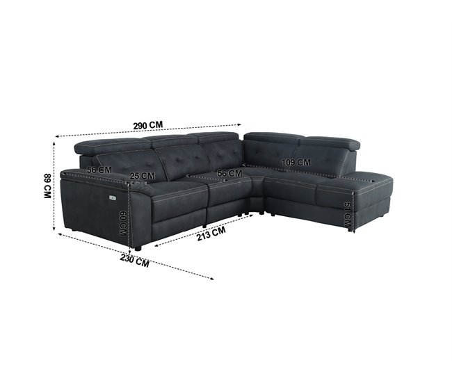 Rinconera ELLEN con 1 asiento eléctrico color gris oscuro Gris Oscuro