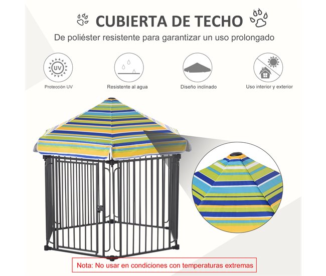 Parque para Mascotas Metal, Poliéster PawHut Negro