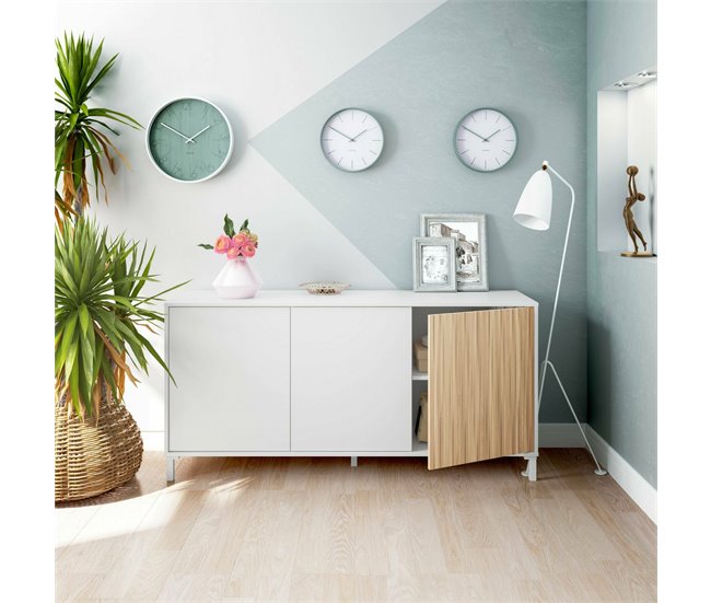 Aparador efecto madera Blanco/ Madera