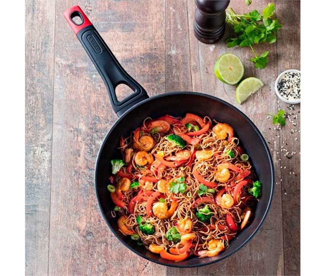 Wok Óptima+ Pyrex aluminio forjado antiadherente Negro