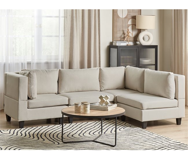 Beliani Sofá esquinero Poliéster UNSTAD Beige