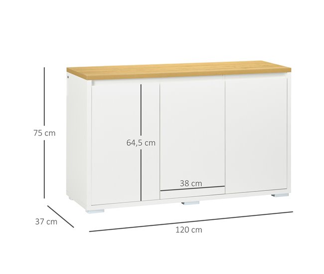 Aparador de Salón Melamina de Madera HOMCOM Blanco