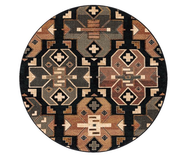 Alfombra de lana SUPERIOR circulo DIAS Étnico 135x135 Multicolor