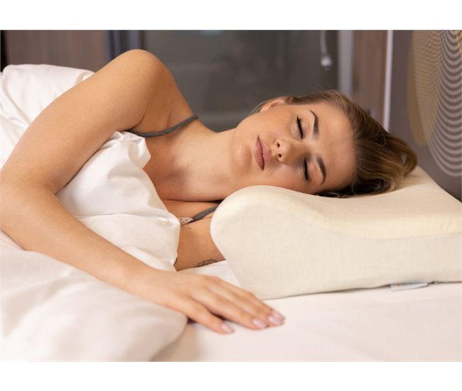 Almohada De Lujo Ergonómica Y Cervical De Espuma Con Memoria Blanco/ Beige