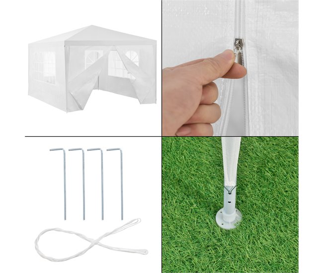 Carpa Pabellón para jardín Wedau metal 400x300 Azul