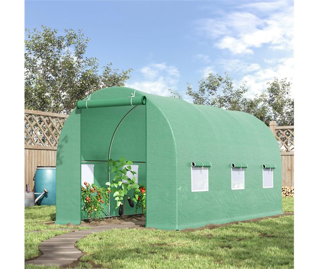 Invernadero de Jardín PE Outsunny Verde