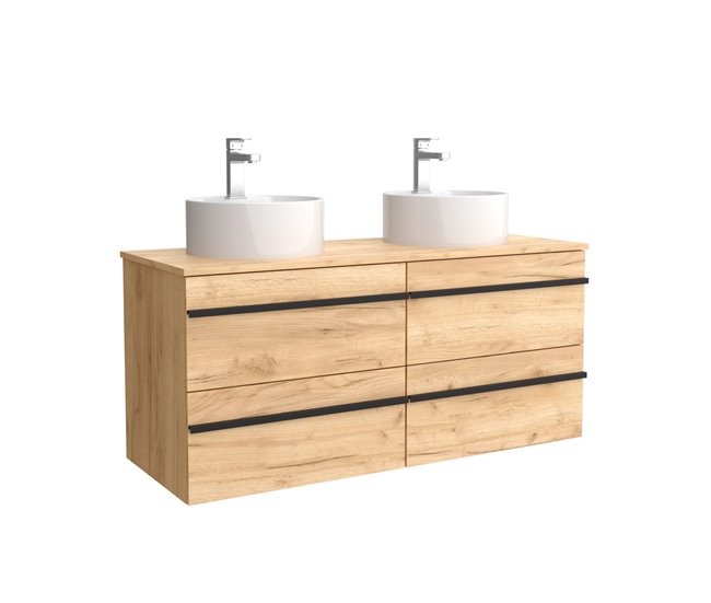 Mueble de baño BORN con perfil de tirador | Lavabo sobre encimera 120 Roble