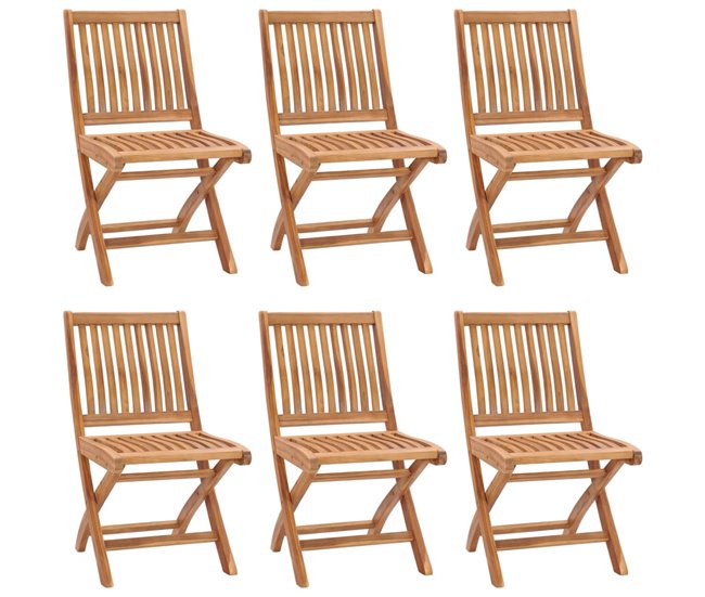 6 Sillas de jardín plegables de madera con cojines Antracita
