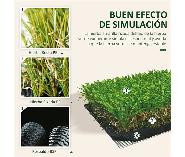 Césped Artificial PP y PE Outsunny Verde
