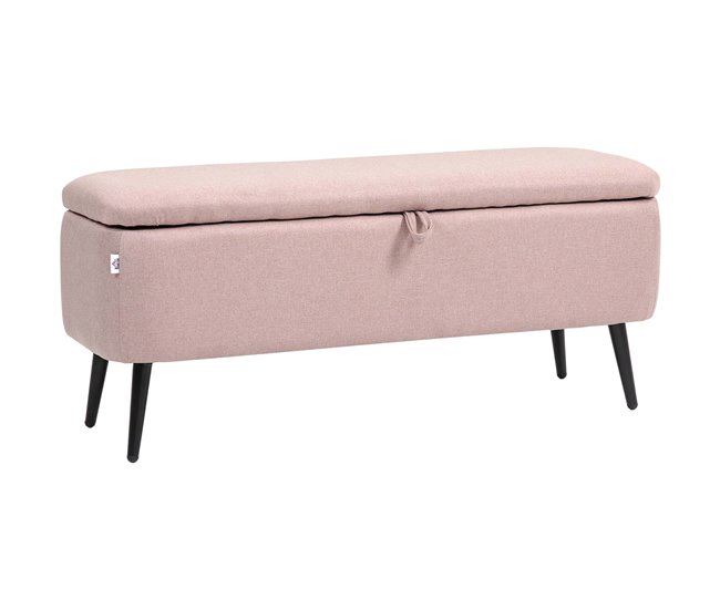 Banco de Almacenaje Poliéster, Espuma HOMCOM Rosa