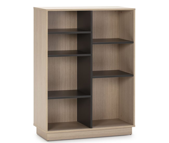 Estantería Librería Vigo 110x80 cm, estantería de Oficina, Color Roble y Gris, 80 x 33 x 110 cm Roble