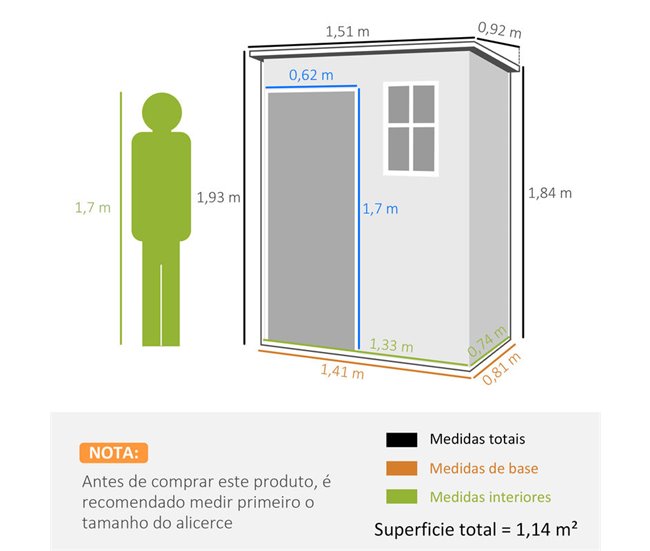 Caseta de Jardín PP, Aleación de Aluminio Outsunny Gris