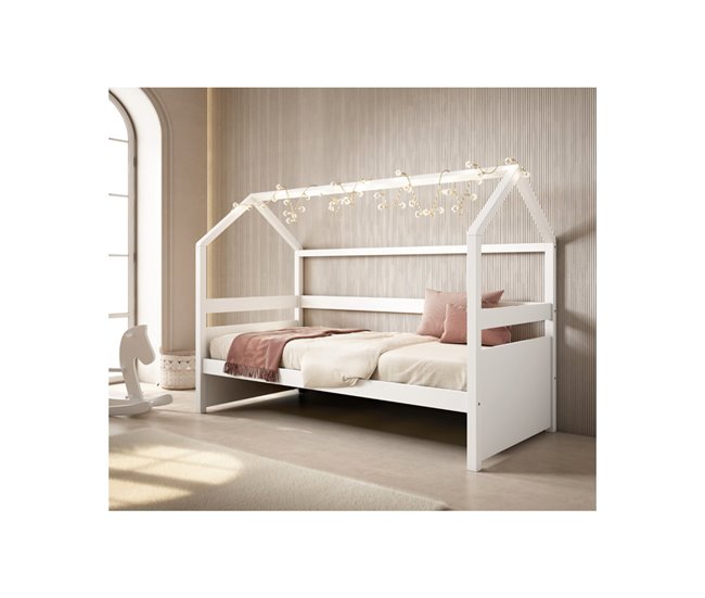 Cama 90 x 190 cm con somier incluido EASY PLUS Blanco