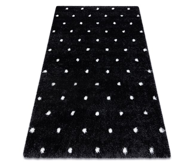 Alfombra FLUFFY 2370 shaggy puntos 200x290 Negro