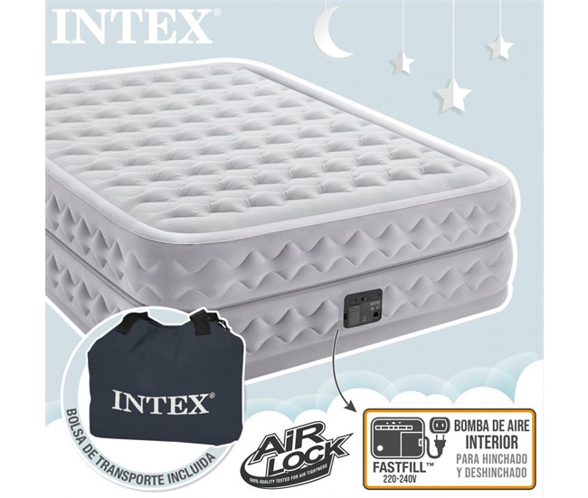 Cama de aire doble Supreme Air-Flow con Fiber-Tech INTEX Blanco