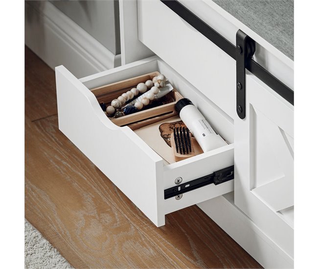 Banco Zapatero con Puerta Corrediza de Granero FSR153-W SoBuy Blanco