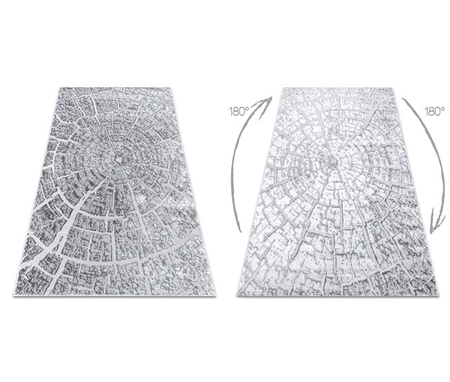 Alfombra MEFE moderna 6185 Árbol Madera Structural dos niveles 80x150 Gris